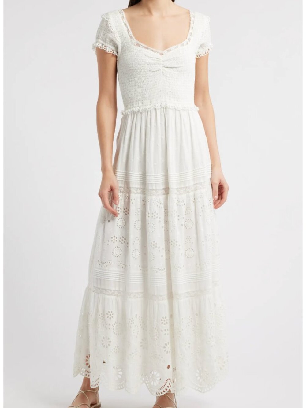 LoveShackFancy NWT Bisolet Dress in Optic White Size M